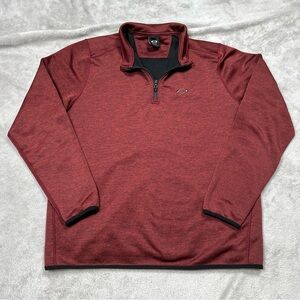 Oakley Premium 1/4 Zip Sweatshirt Mens XL Red Regular Fit Golf Fleece Lined